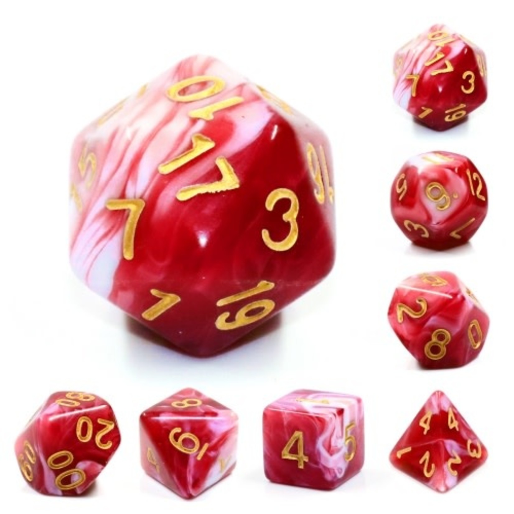 HD Dice 7 Set Polyhedral Dice - Cherry Cream