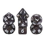 HD Dice 7 Set MINI Polyhedral Dice - Black Translucent Glitter