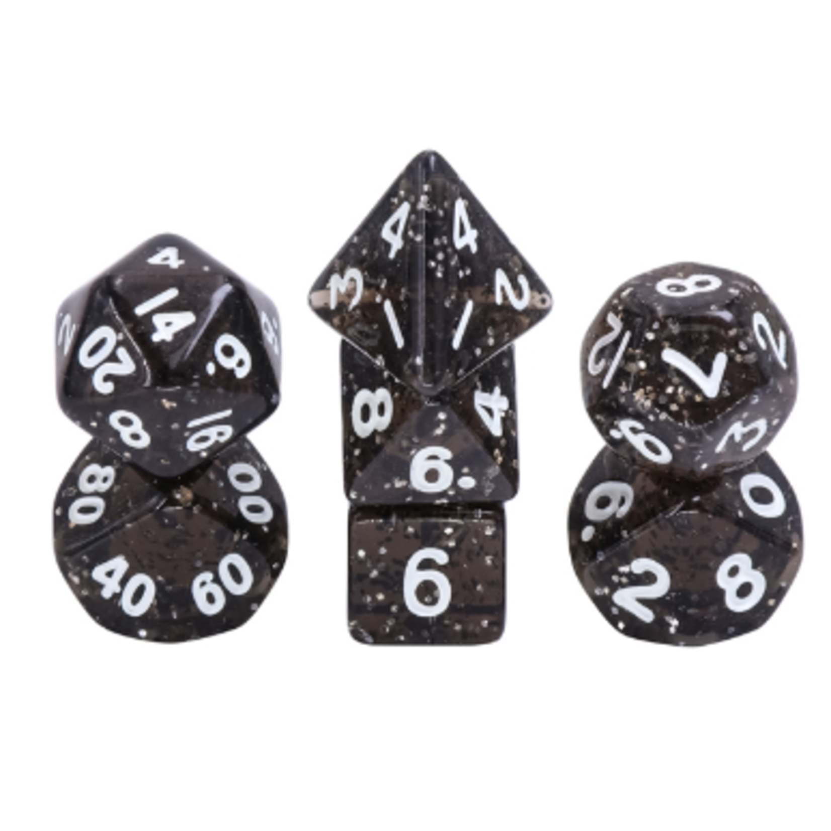 HD Dice 7 Set MINI Polyhedral Dice - Black Translucent Glitter