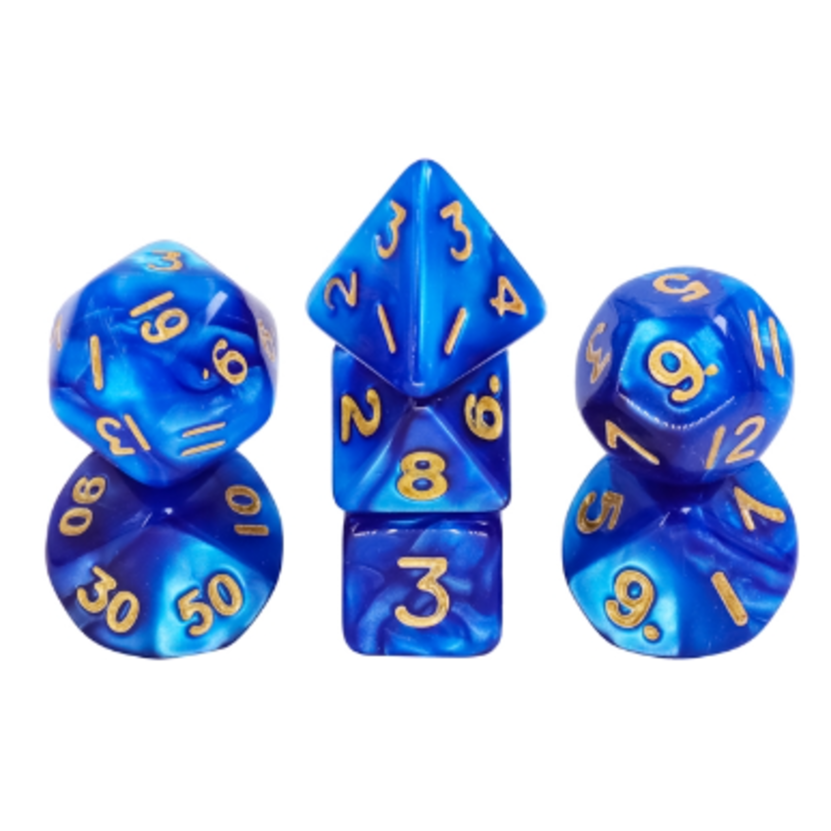 7 Set MINI Polyhedral Dice - Blue Pearl