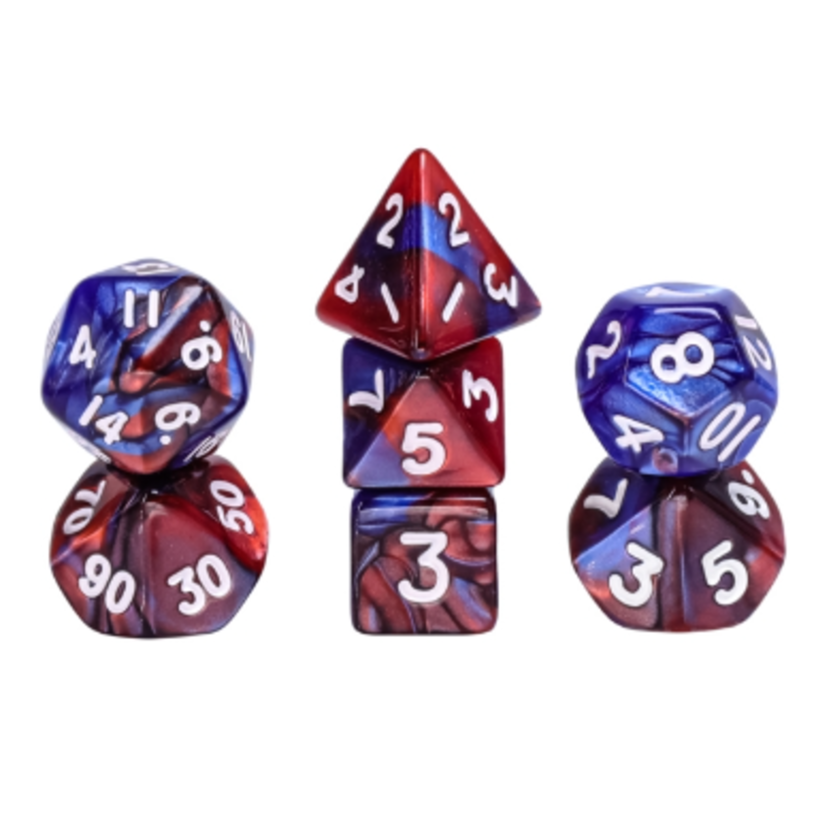 HD Dice 7 Set MINI Polyhedral Dice - Dark Blue/Red Blend