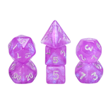 7 Set MINI Polyhedral Dice - Purple Translucent Glitter