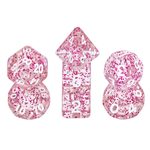 HD Dice 7 Set MINI Polyhedral Dice - Rose Red Glitter