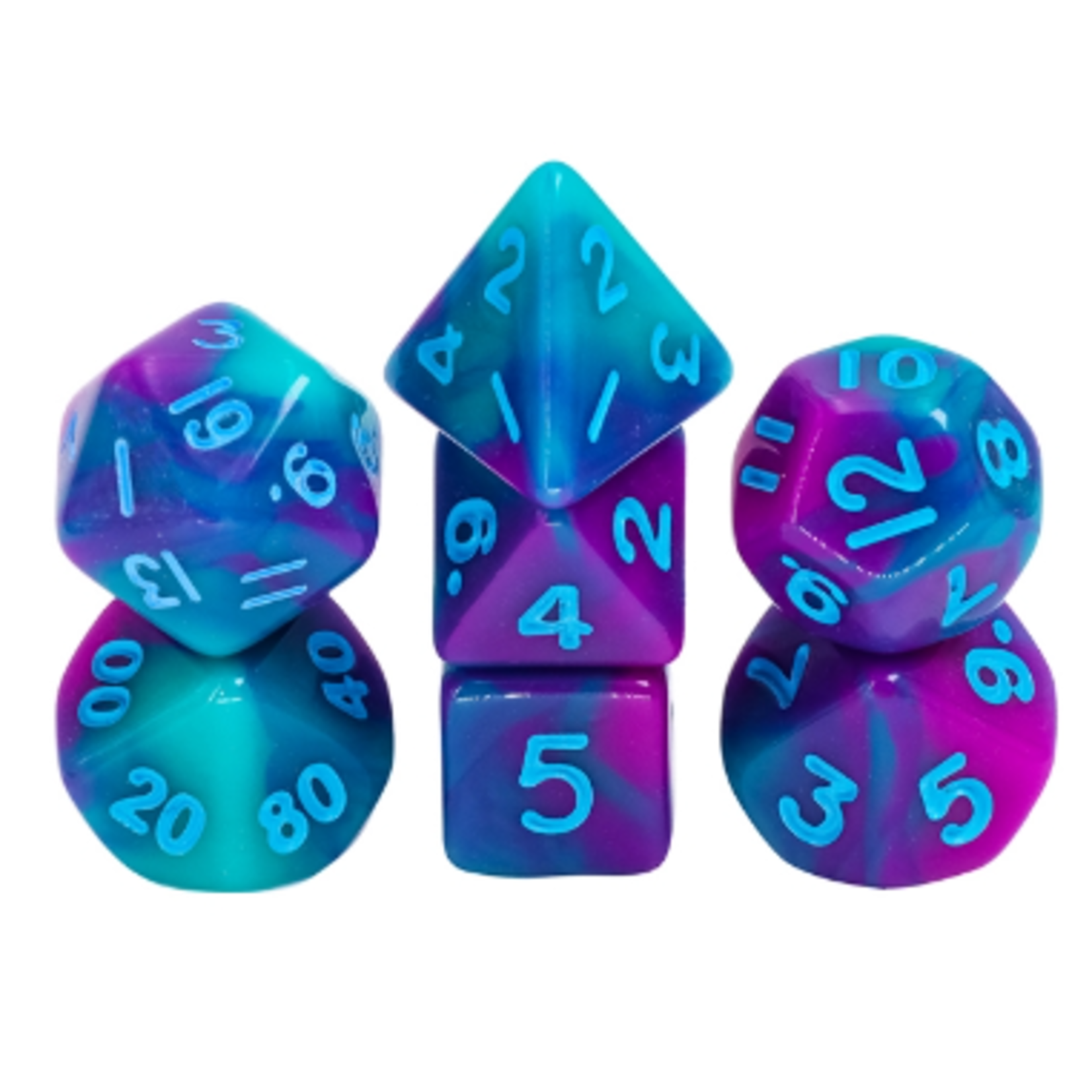 7 Set MINI Polyhedral Dice - Teal/Purple Blend