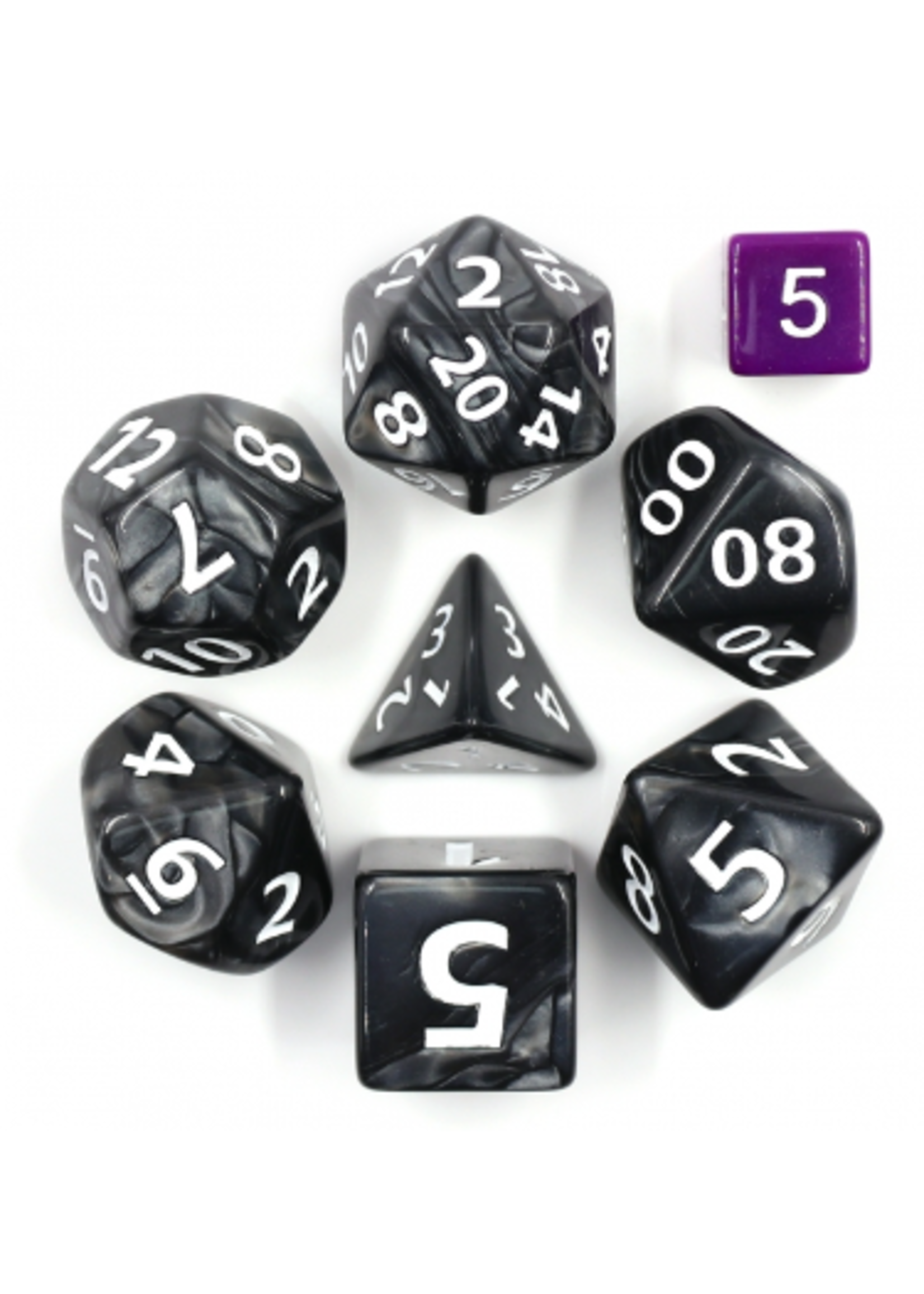 7 Set GIANT Polyhedral Dice - Black Pearl