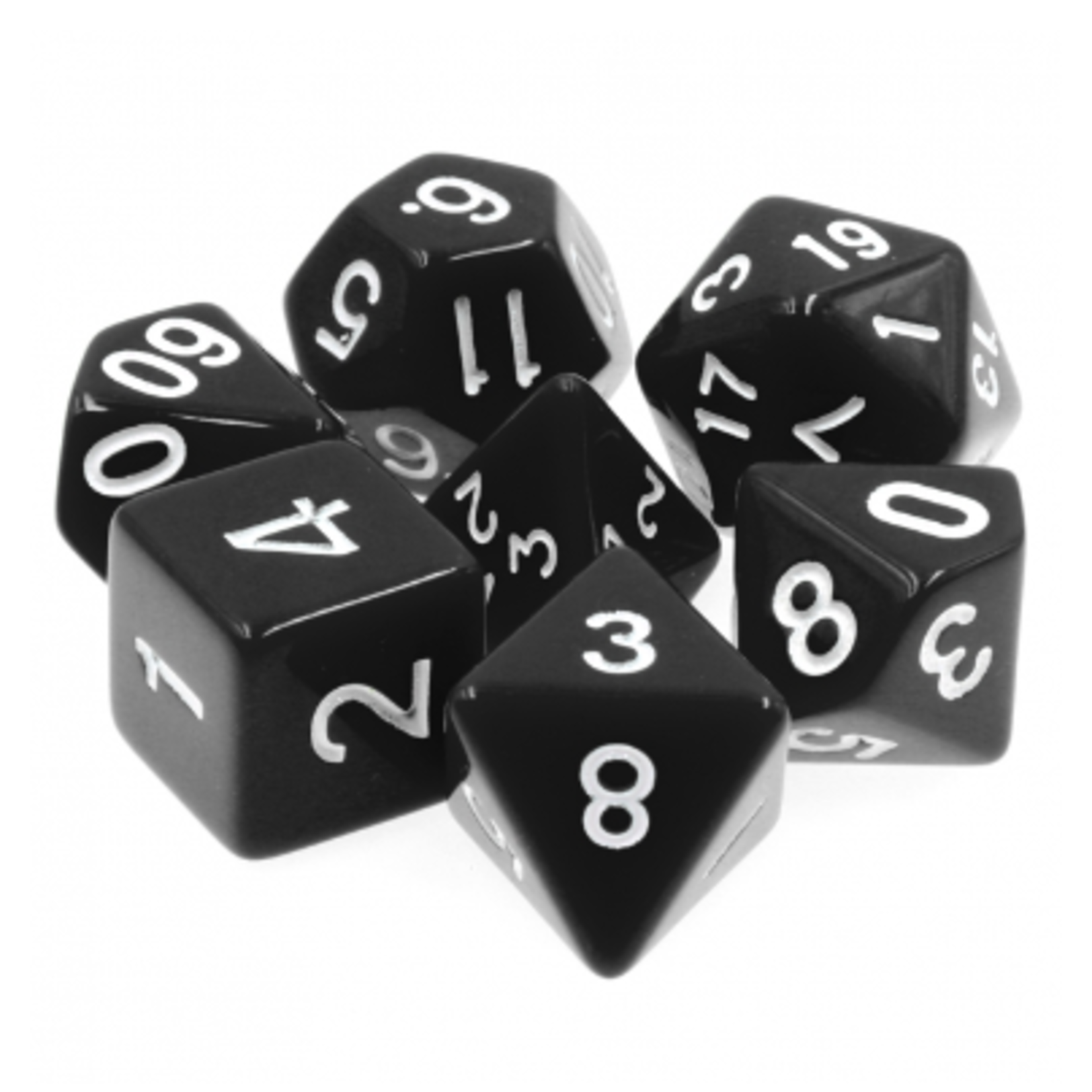 HD Dice 7 Set Polyhedral Dice - Black Opaque