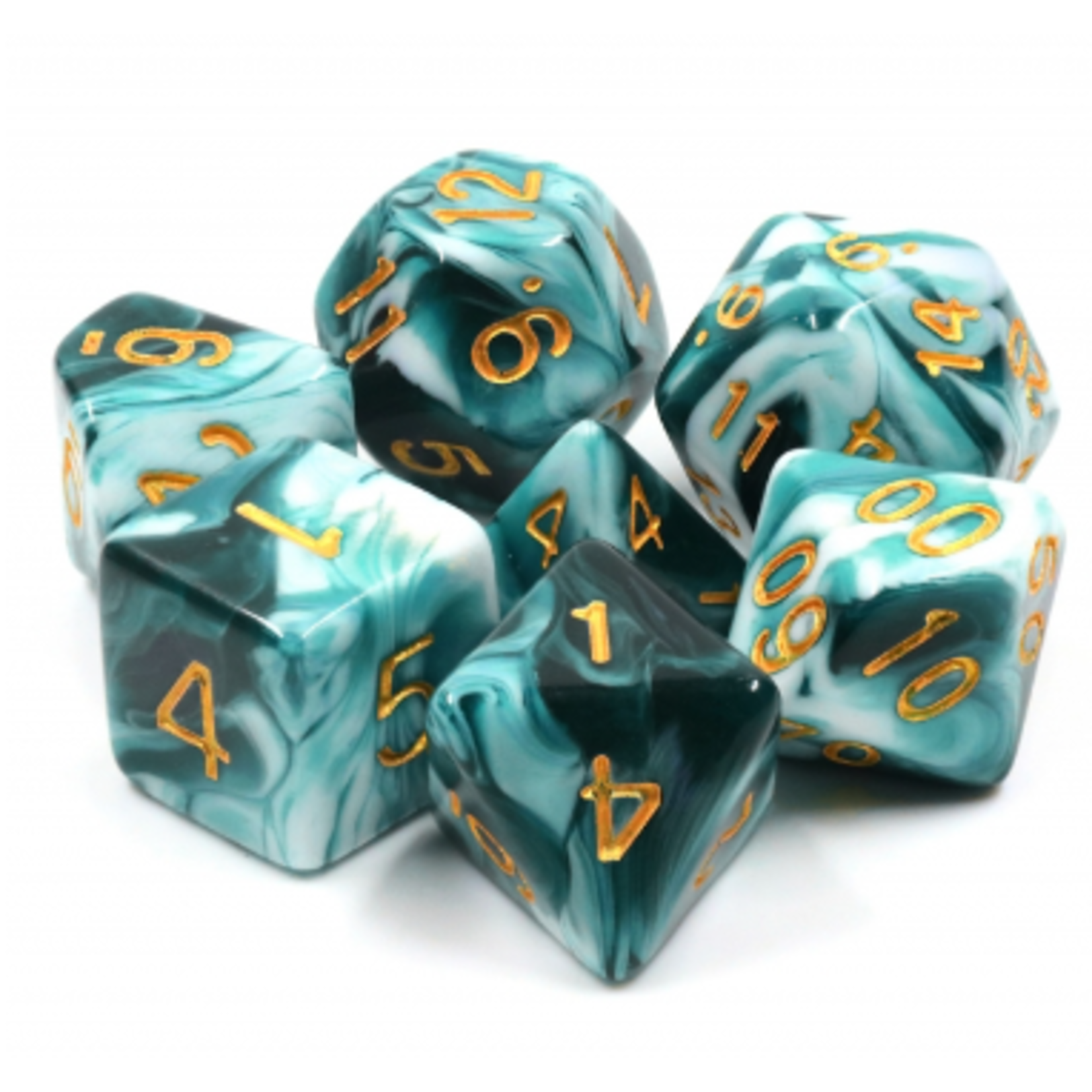 HD Dice 7 Set Polyhedral Dice - Blue Ink