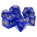 HD Dice 7 Set Polyhedral Dice - Blue Pearl Gold Font