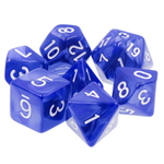 7 Set Polyhedral Dice - Blue Pearl White Font