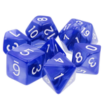 HD Dice 7 Set Polyhedral Dice - Blue Pearl White Font