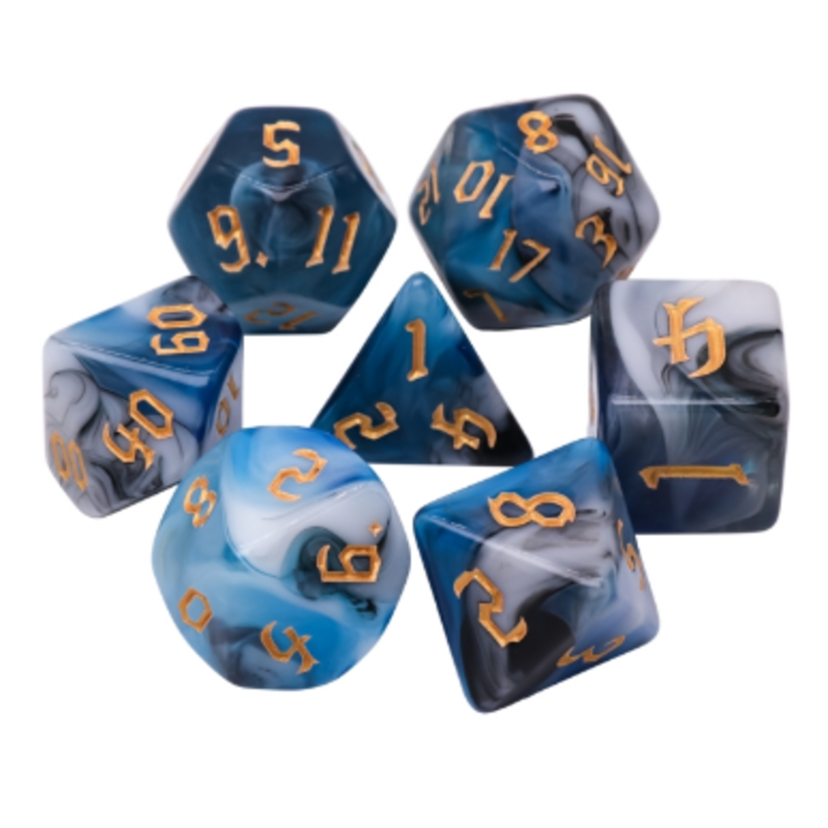 HD Dice 7 Set Polyhedral Dice - Blue Warrior