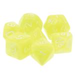 HD Dice 7 Set Polyhedral Dice - Bright Yellow White Font