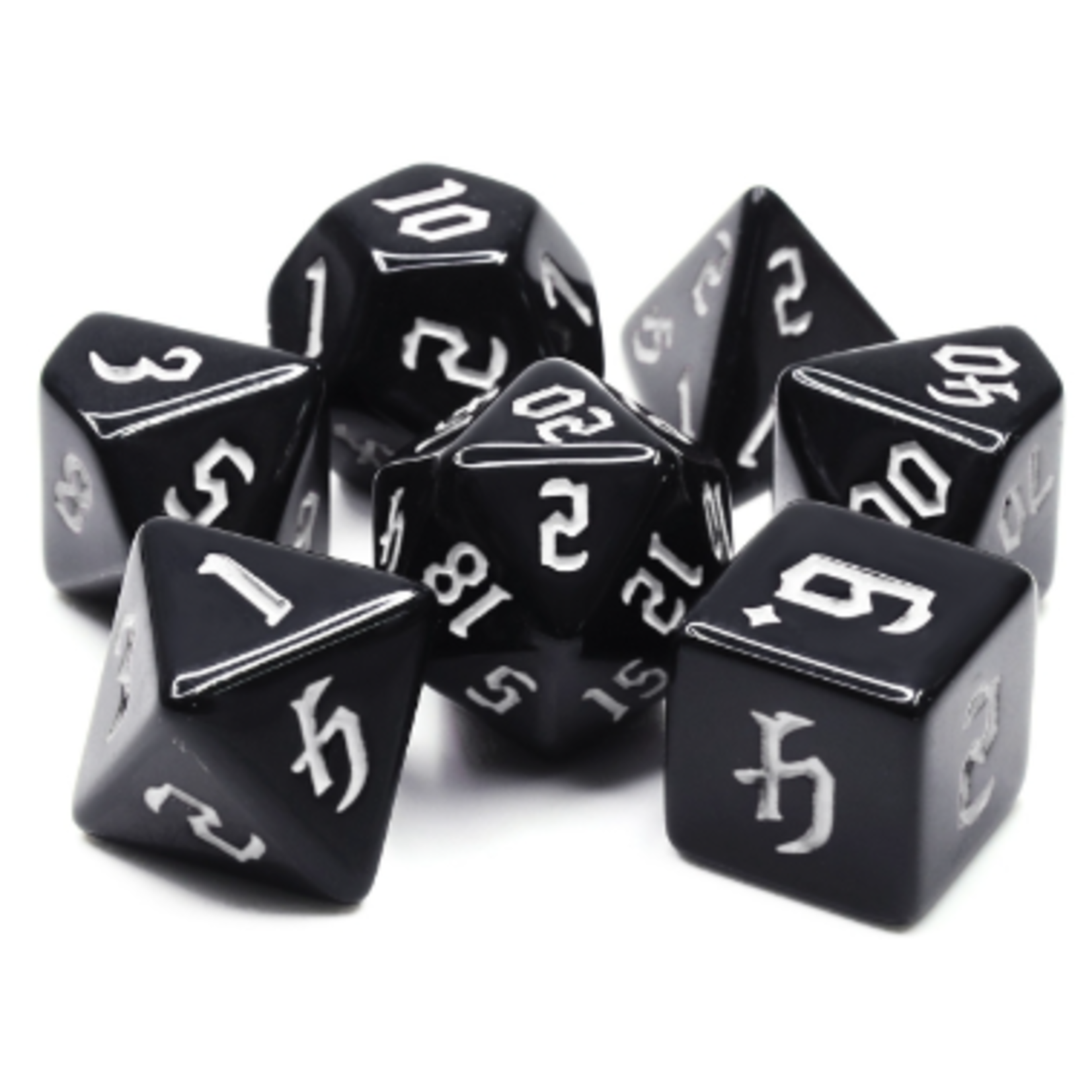 HD Dice 7 Set Polyhedral Dice - Chon Drite White