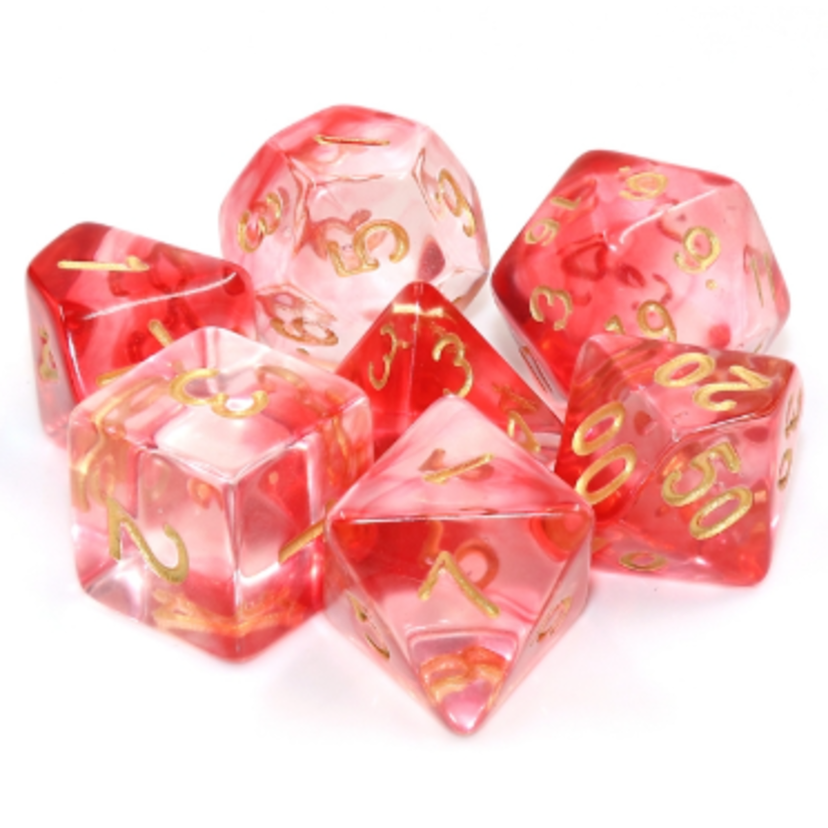 HD Dice 7 Set Polyhedral Dice - Crimson Light
