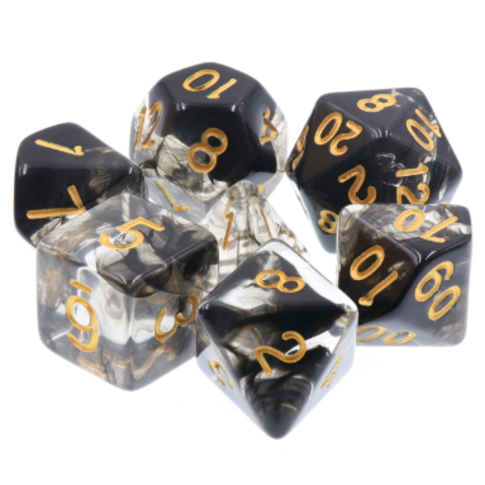 HD Dice 7 Set Polyhedral Dice - Dark Cloud
