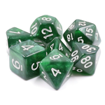 7 Set Polyhedral Dice - Dark Forest/Silver Font