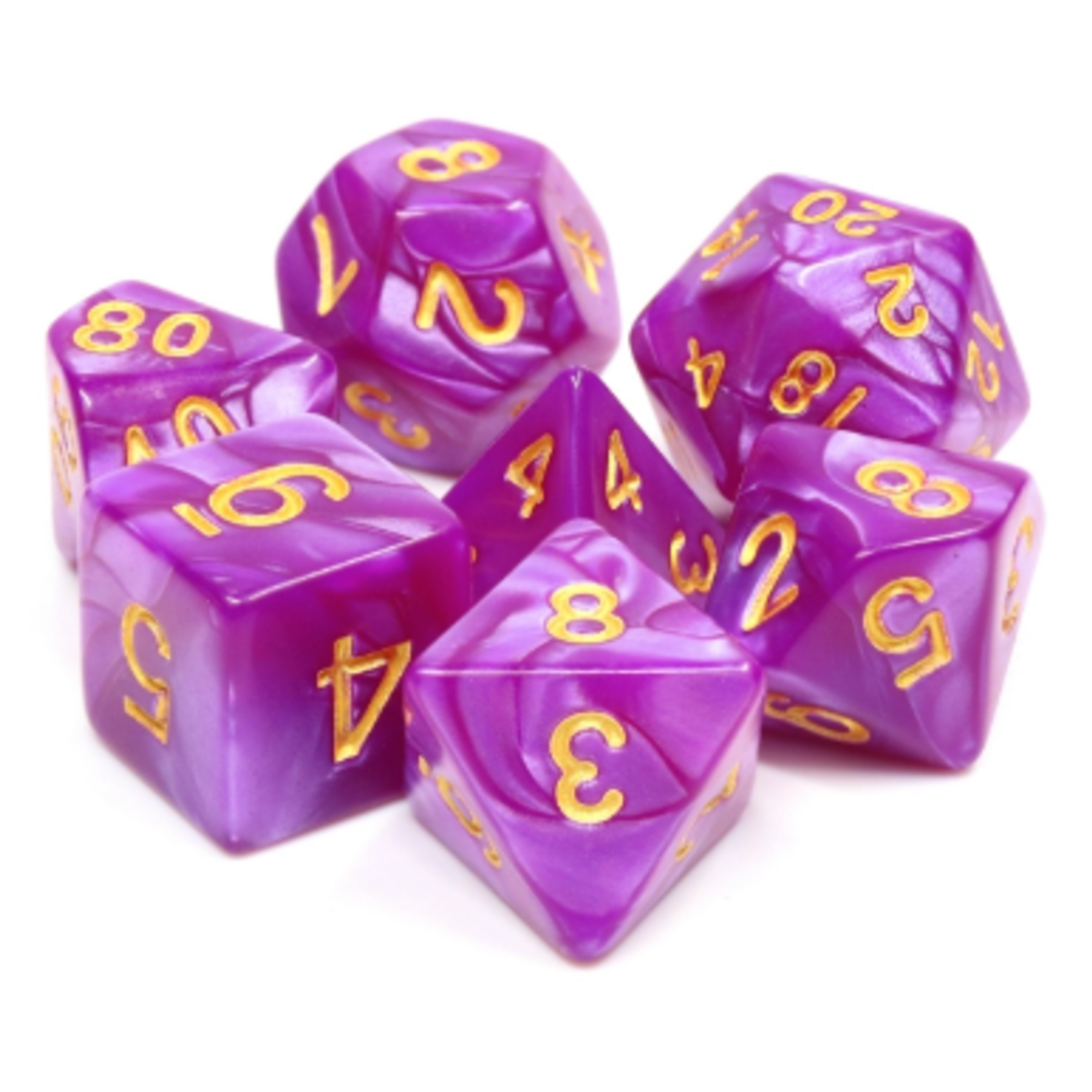HD Dice 7 Set Polyhedral Dice - Dark Purple Pearl