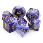 7 Set Polyhedral Dice - Dark Purple/White Blend
