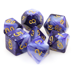 HD Dice 7 Set Polyhedral Dice - Dark Purple/White Blend