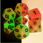 7 Set Polyhedral Dice - Glow in the Dark - Orange Green