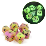 HD Dice 7 Set Polyhedral Dice - Glow in the Dark - Purple Green
