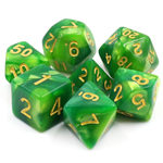 7 Set Polyhedral Dice - Green Blend