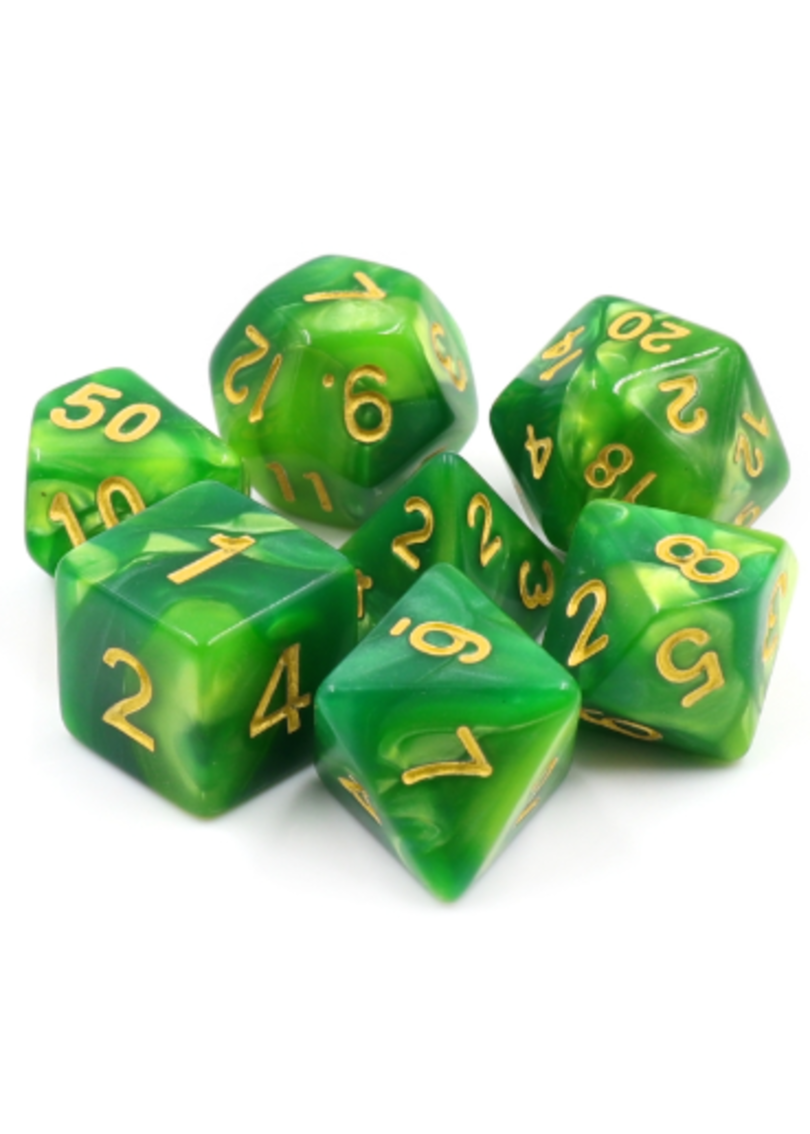 7 Set Polyhedral Dice - Green Blend