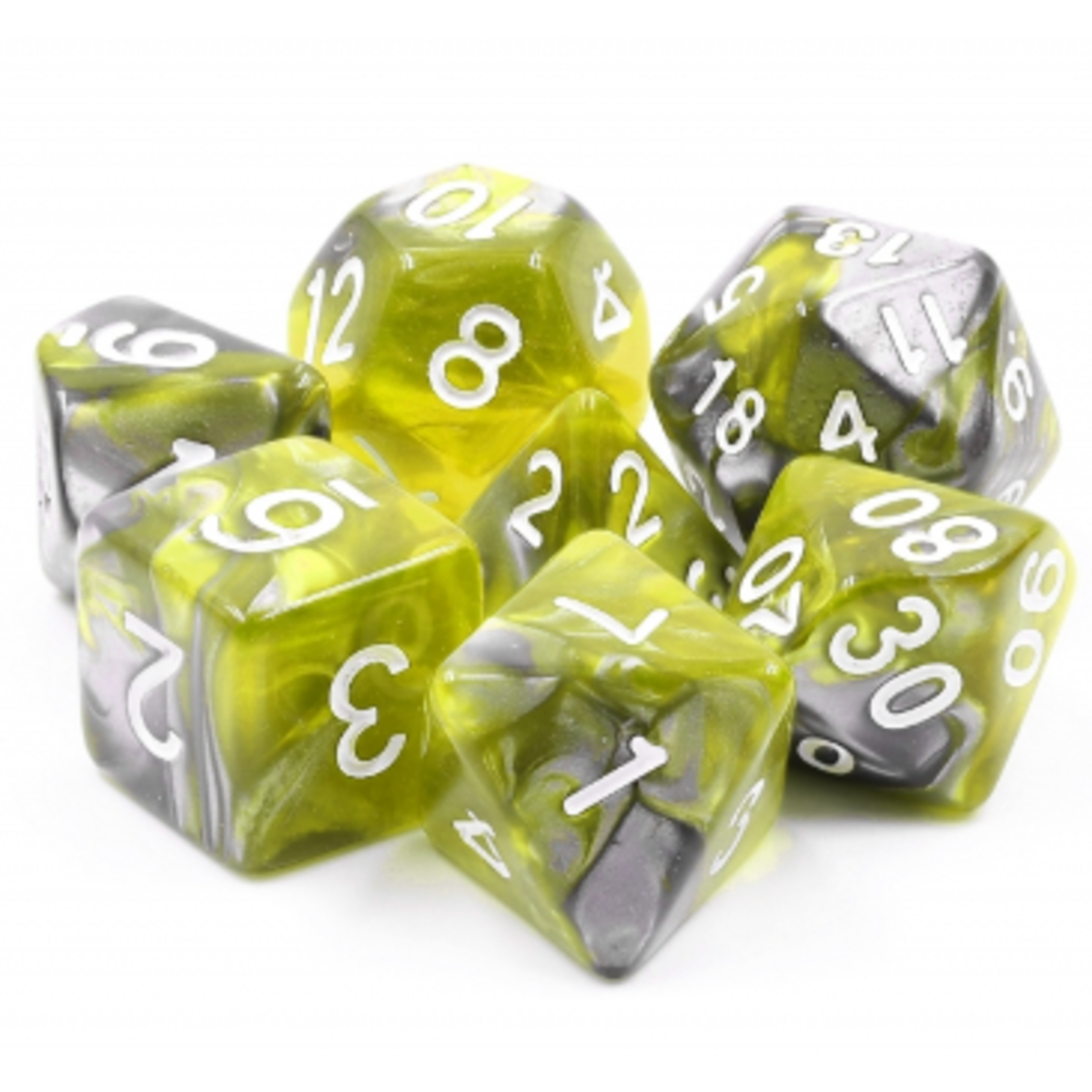 HD Dice 7 Set Polyhedral Dice - Green Flow