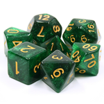 HD Dice 7 Set Polyhedral Dice - Green Galaxy