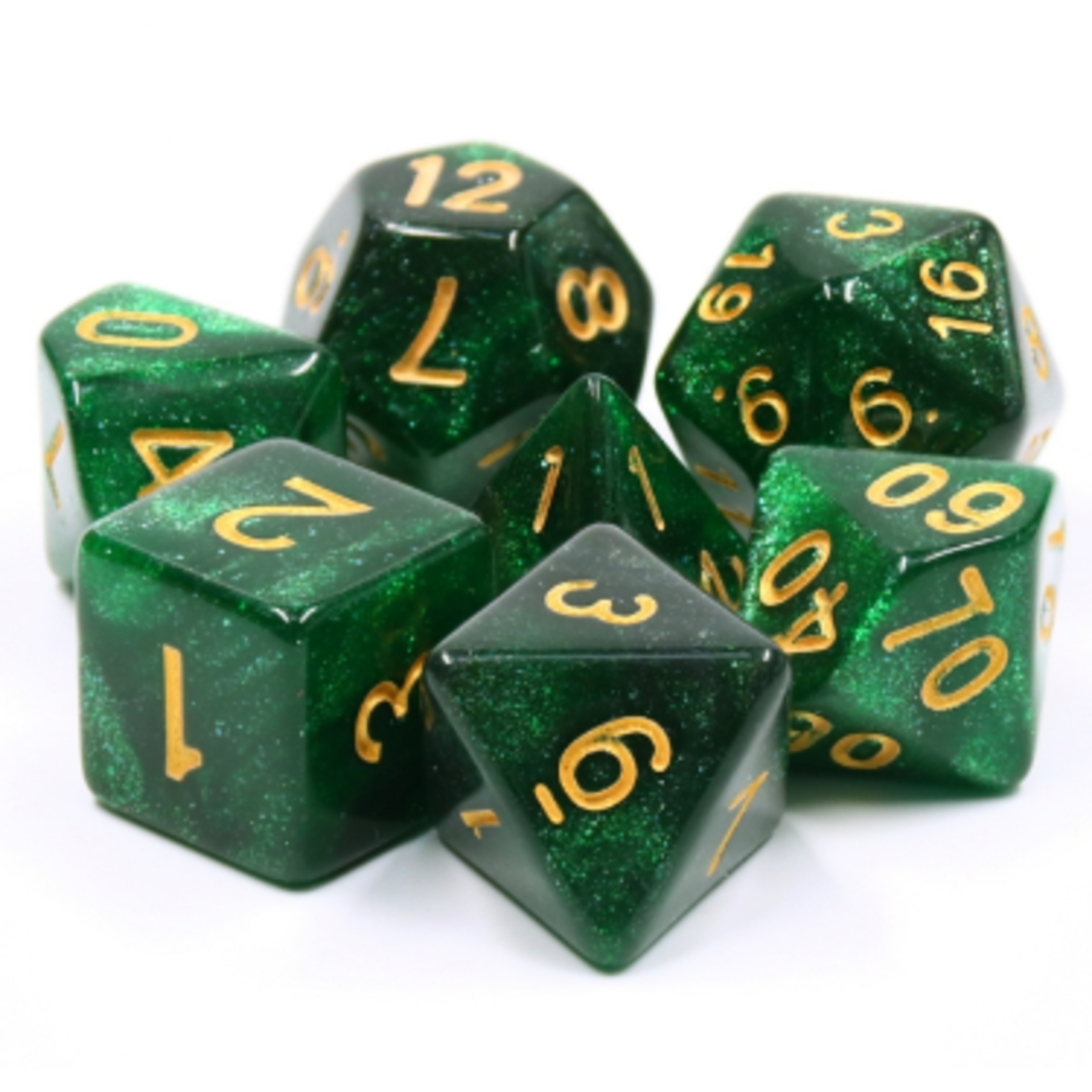 7 Set Polyhedral Dice - Green Galaxy