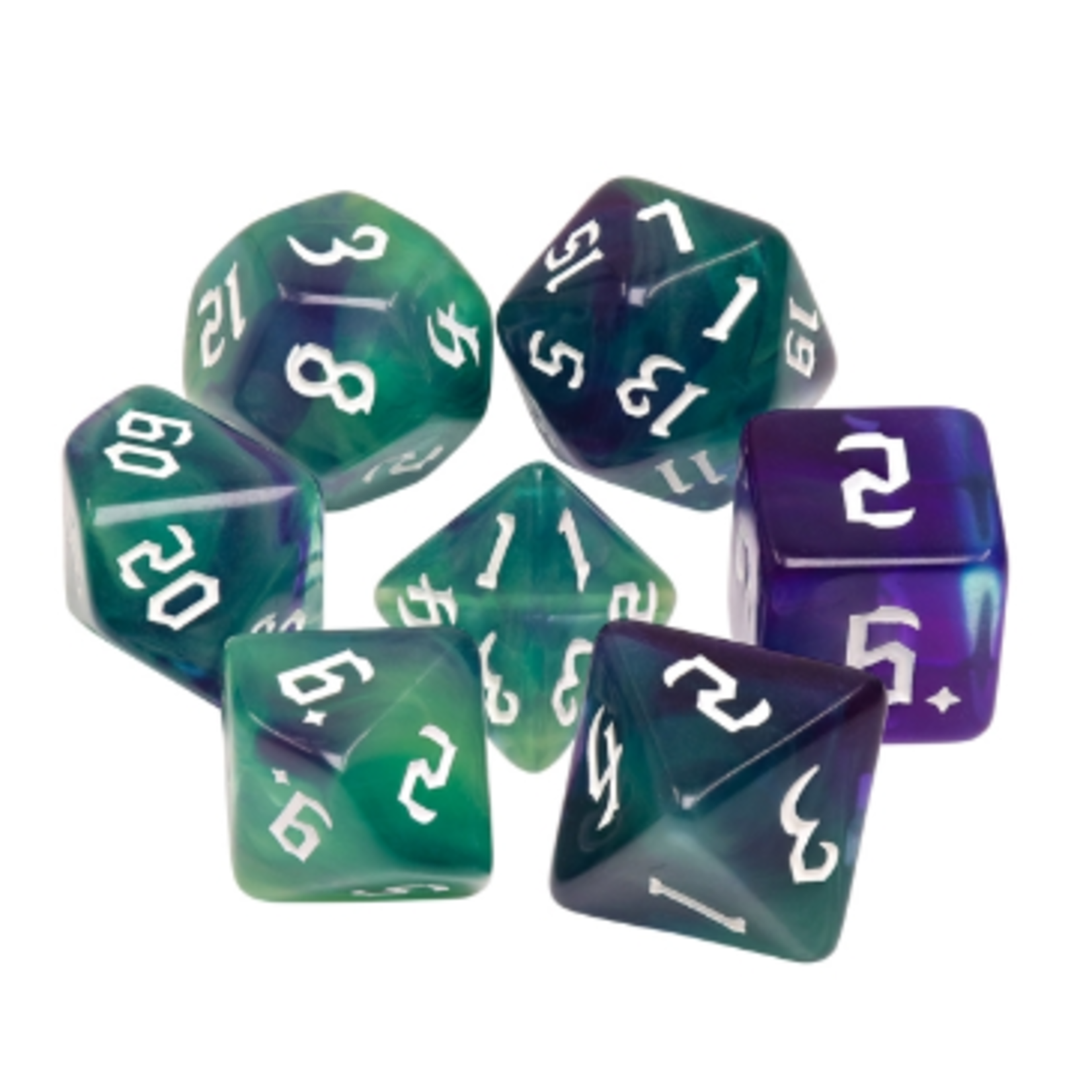 HD Dice 7 Set Polyhedral Dice - Green Goblins