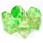 7 Set Polyhedral Dice - Green Ripples