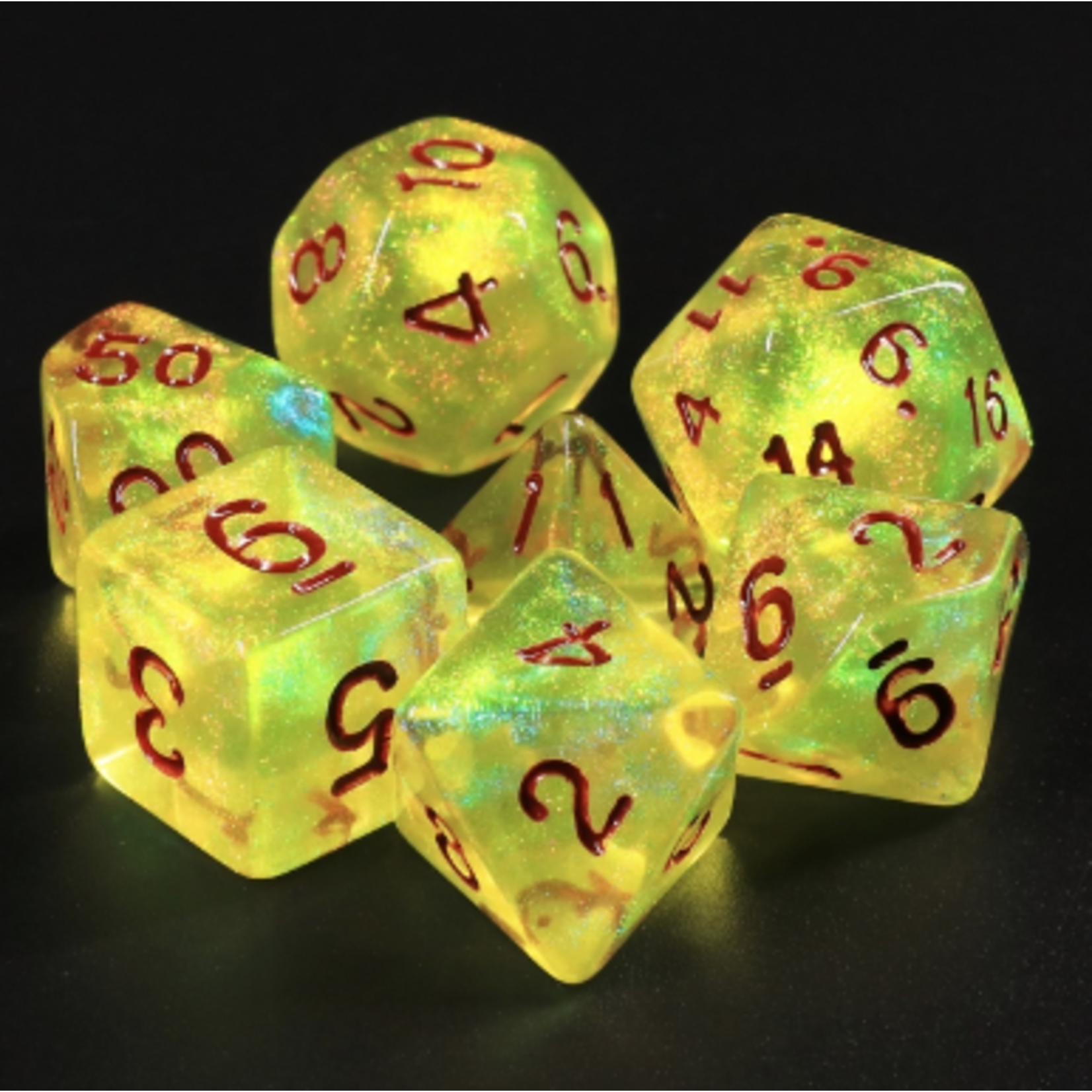 HD Dice 7 Set Polyhedral Dice - Lemon Yellow