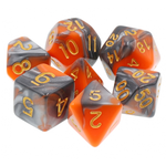 HD Dice 7 Set Polyhedral Dice - Orange/Silver Blend Gold Ink
