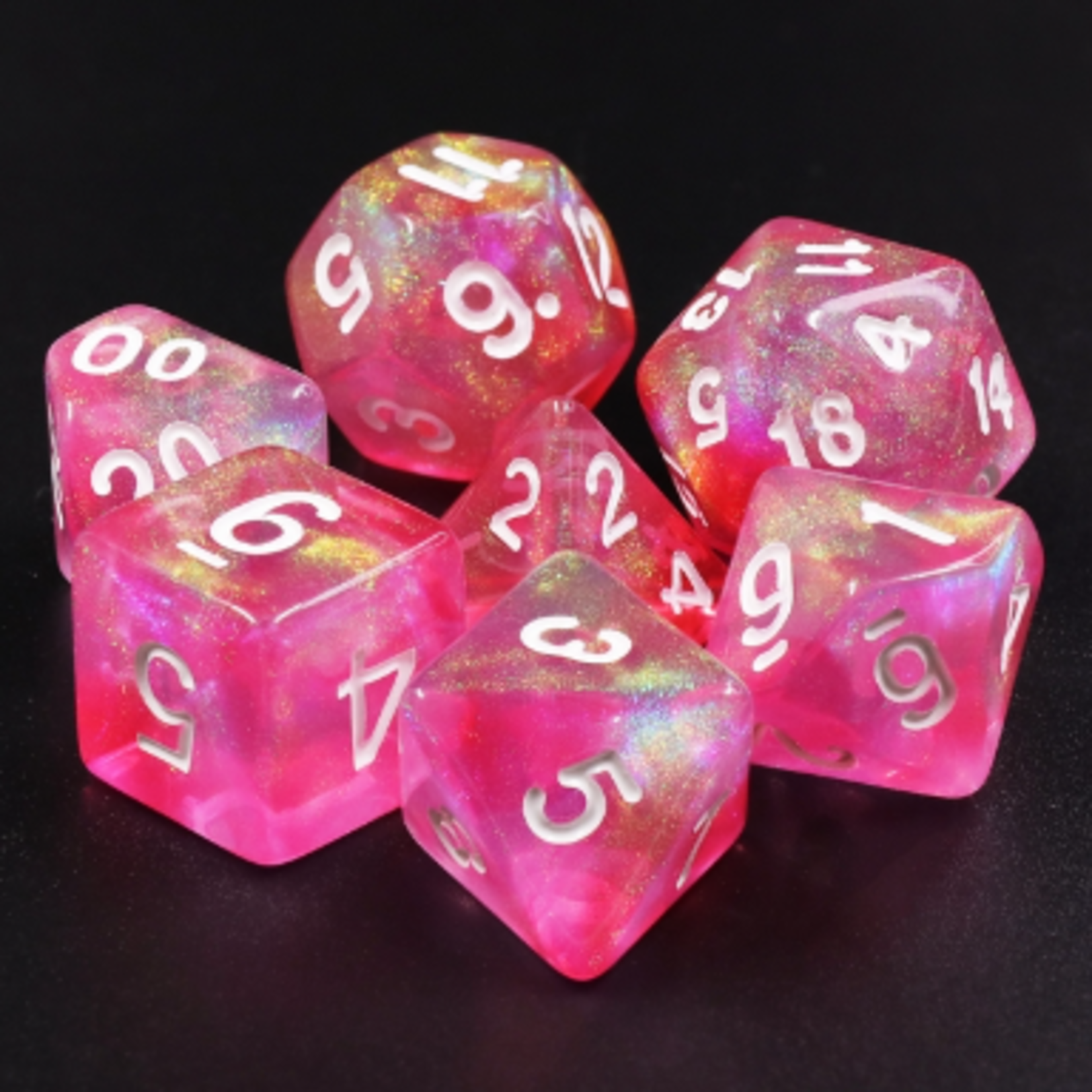 HD Dice 7 Set Polyhedral Dice - Pink Bunny