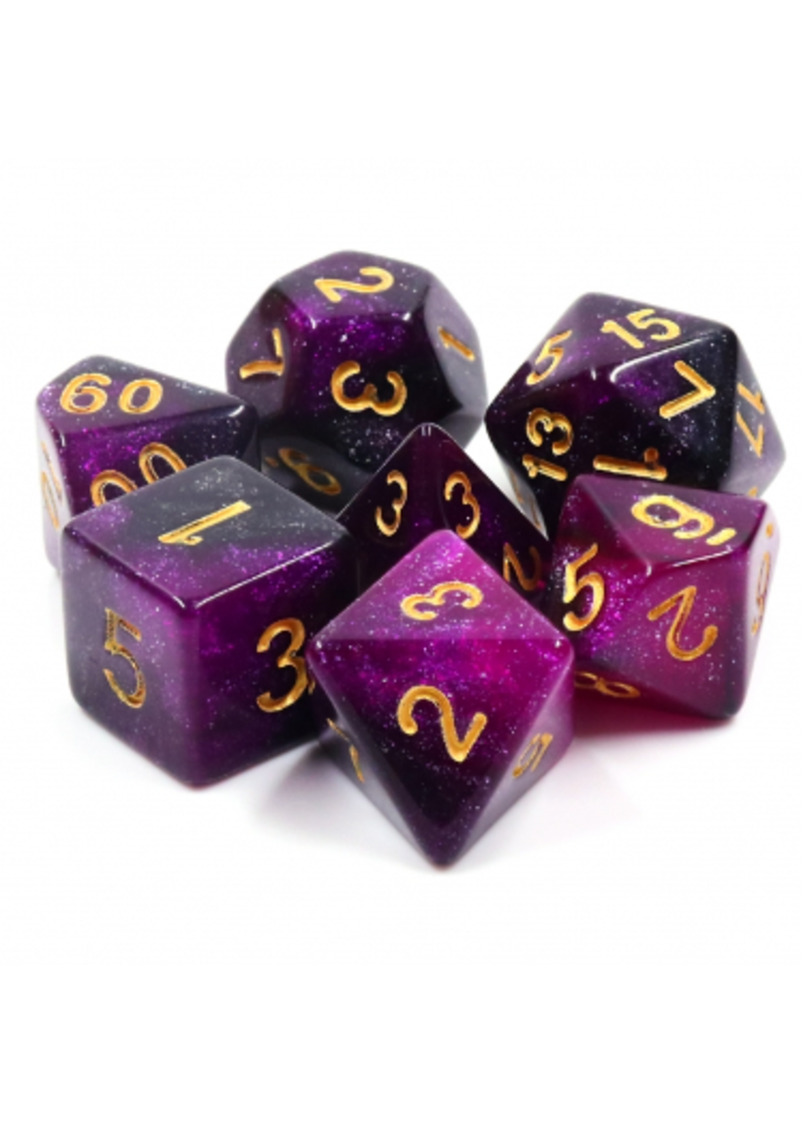 7 Set Polyhedral Dice - Purple Galaxy