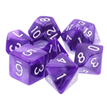 7 Set Polyhedral Dice - Purple Pearl White Font