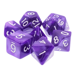 HD Dice 7 Set Polyhedral Dice - Purple Pearl White Font