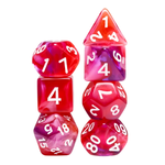 7 Set Polyhedral Dice - Red Clouds