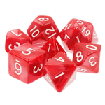 7 Set Polyhedral Dice - Red Pearl White Font