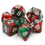 HD Dice 7 Set Polyhedral Dice - Red/Green Blend