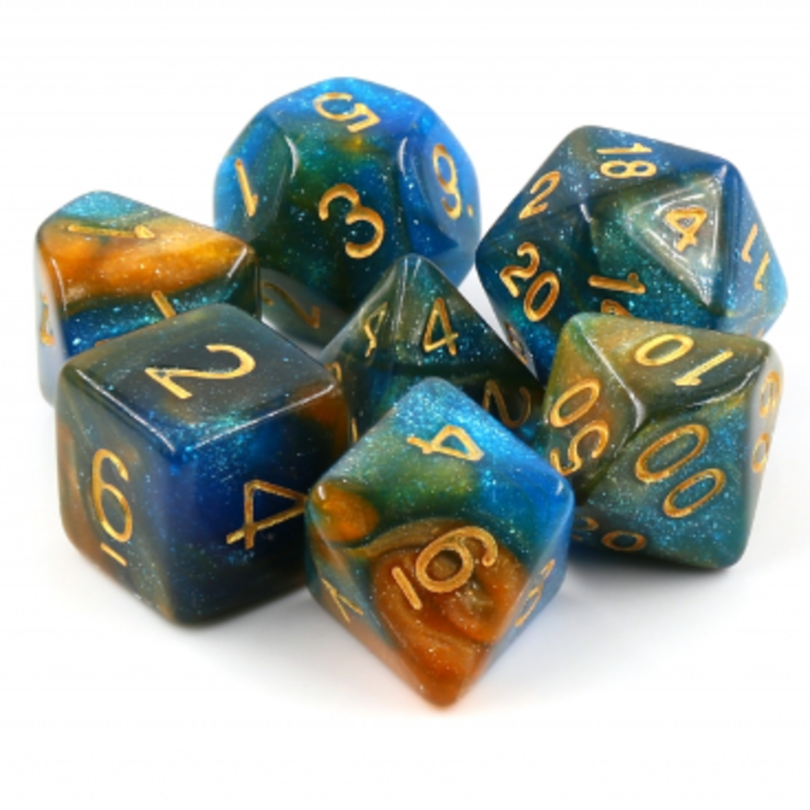 7 Set Polyhedral Dice - River at Dusk