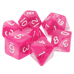 HD Dice 7 Set Polyhedral Dice - Rose Red Pearl White Font