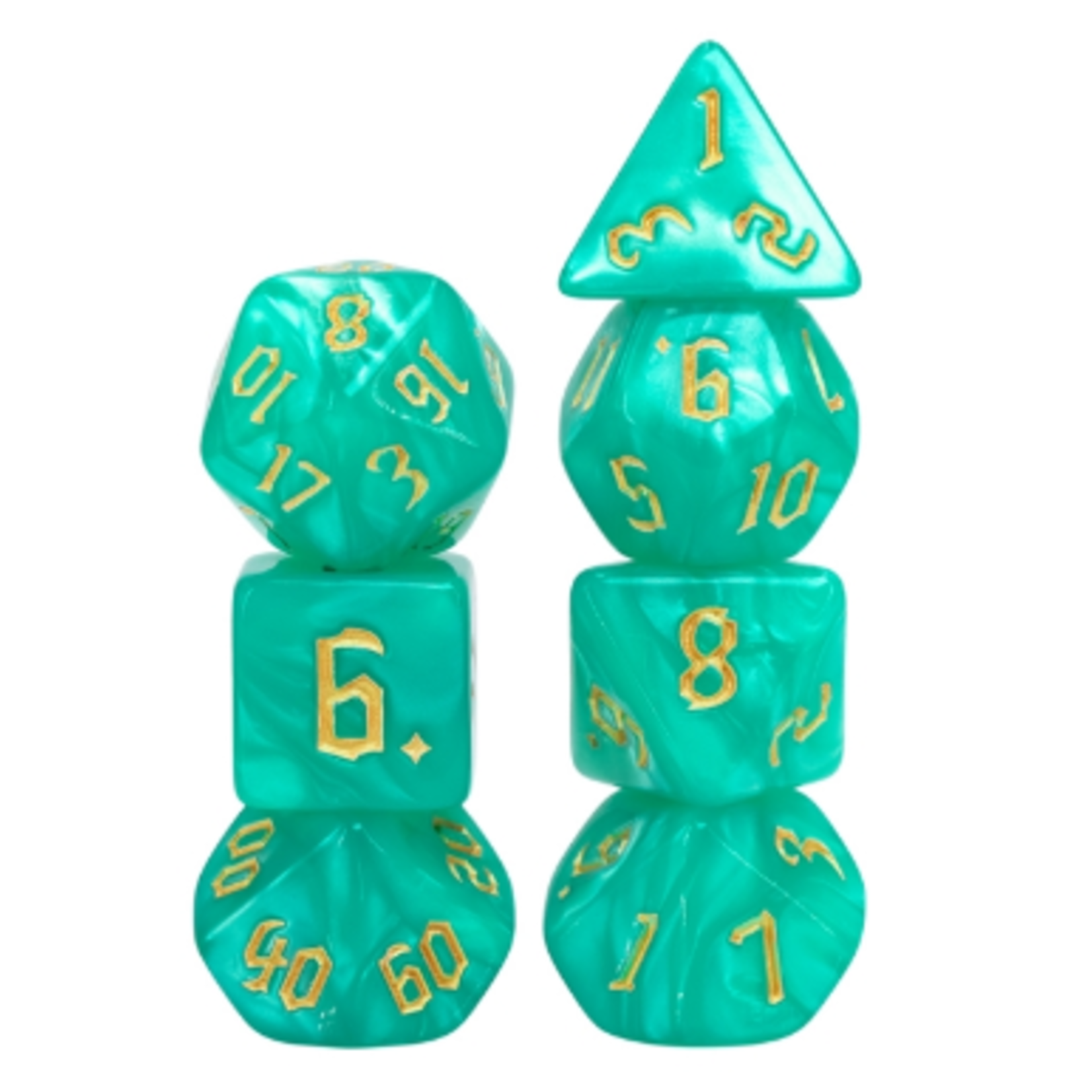HD Dice 7 Set Polyhedral Dice - Sea Green Pearl