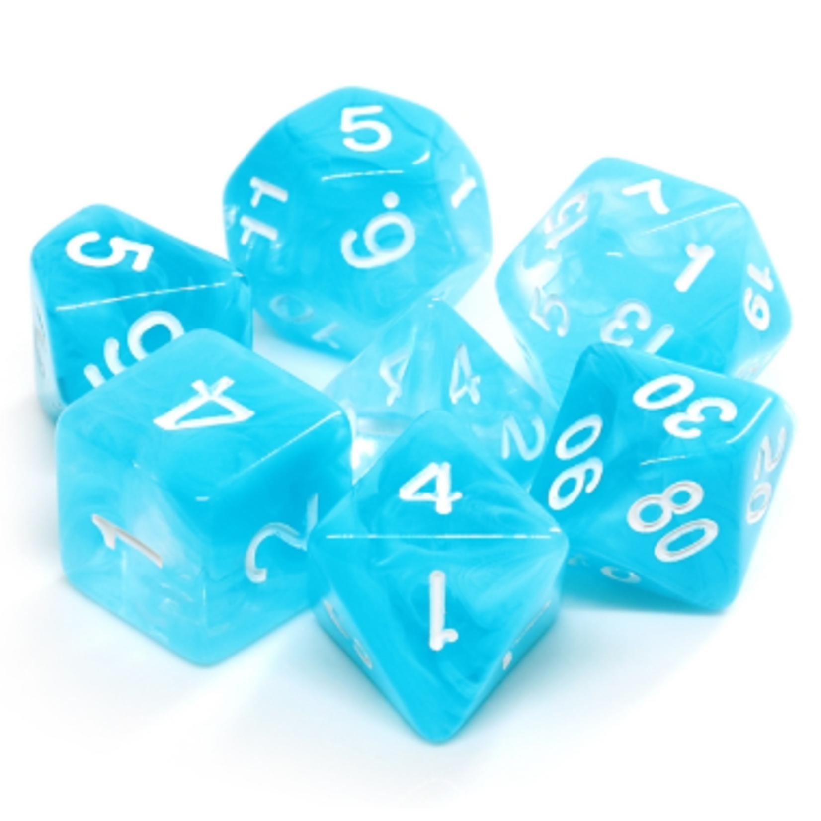 HD Dice 7 Set Polyhedral Dice - Sky Blue