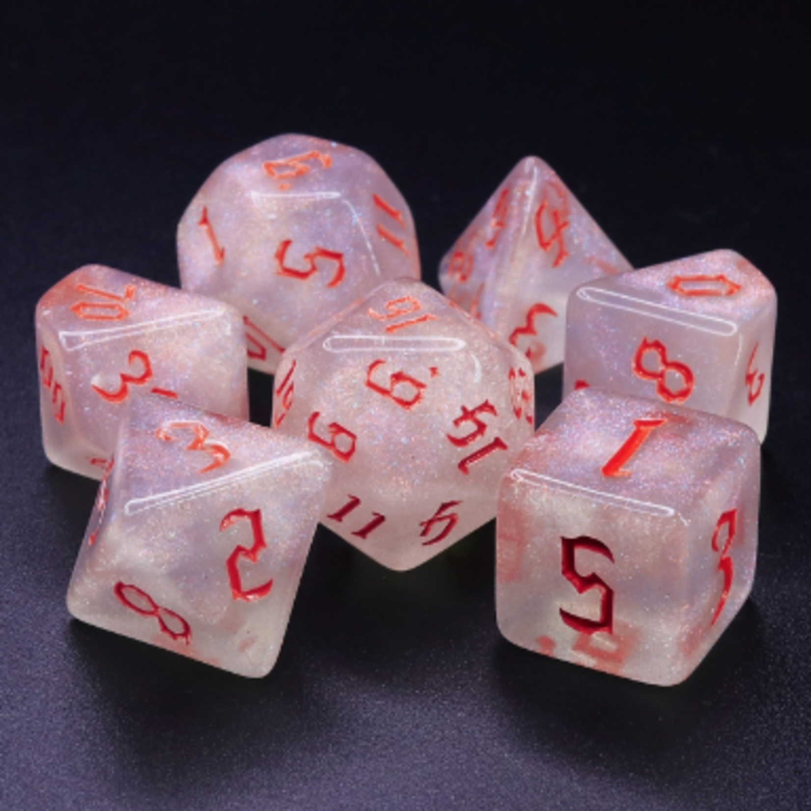 HD Dice 7 Set Polyhedral Dice - The Chaos Red