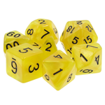 HD Dice 7 Set Polyhedral Dice - Yellow Pearl Black Font