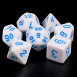 HD Dice 7 Set Polyhedral Dice - White Opaque/Blue Font