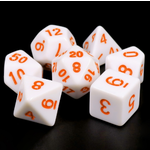 HD Dice 7 Set Polyhedral Dice - White Opaque/Orange Font