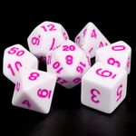 HD Dice 7 Set Polyhedral Dice - White Opaque/Purple Font